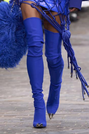 high high electric blue boots at David Koma fashion Week SS23