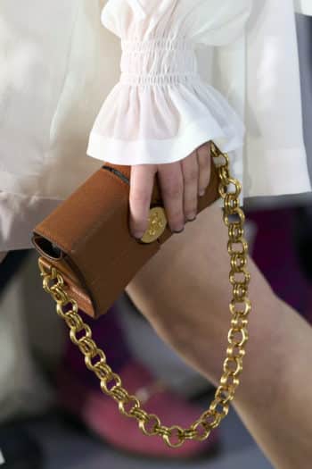 Eudon Choi brown clutch bag with gold chain