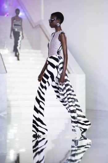 black and white long flare trousers and top at Missoni Milan Fashion Week SS23 2022