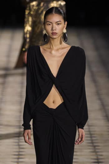 Cut out black dress at Saint Laurent Fashion week