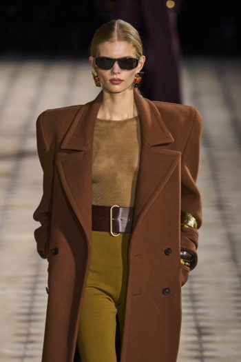 Brown Trench coat at Saint Laurent Fashion week
