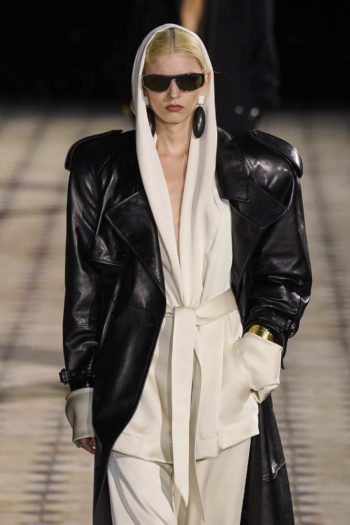 Oversize leather jacket at Saint Laurent Fashion week