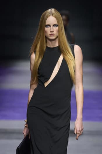 Long black dress with front slash Versace SS23