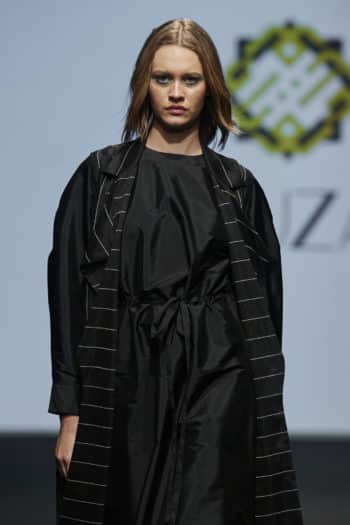 Black with stripe detail abaya at Louzan fashion week