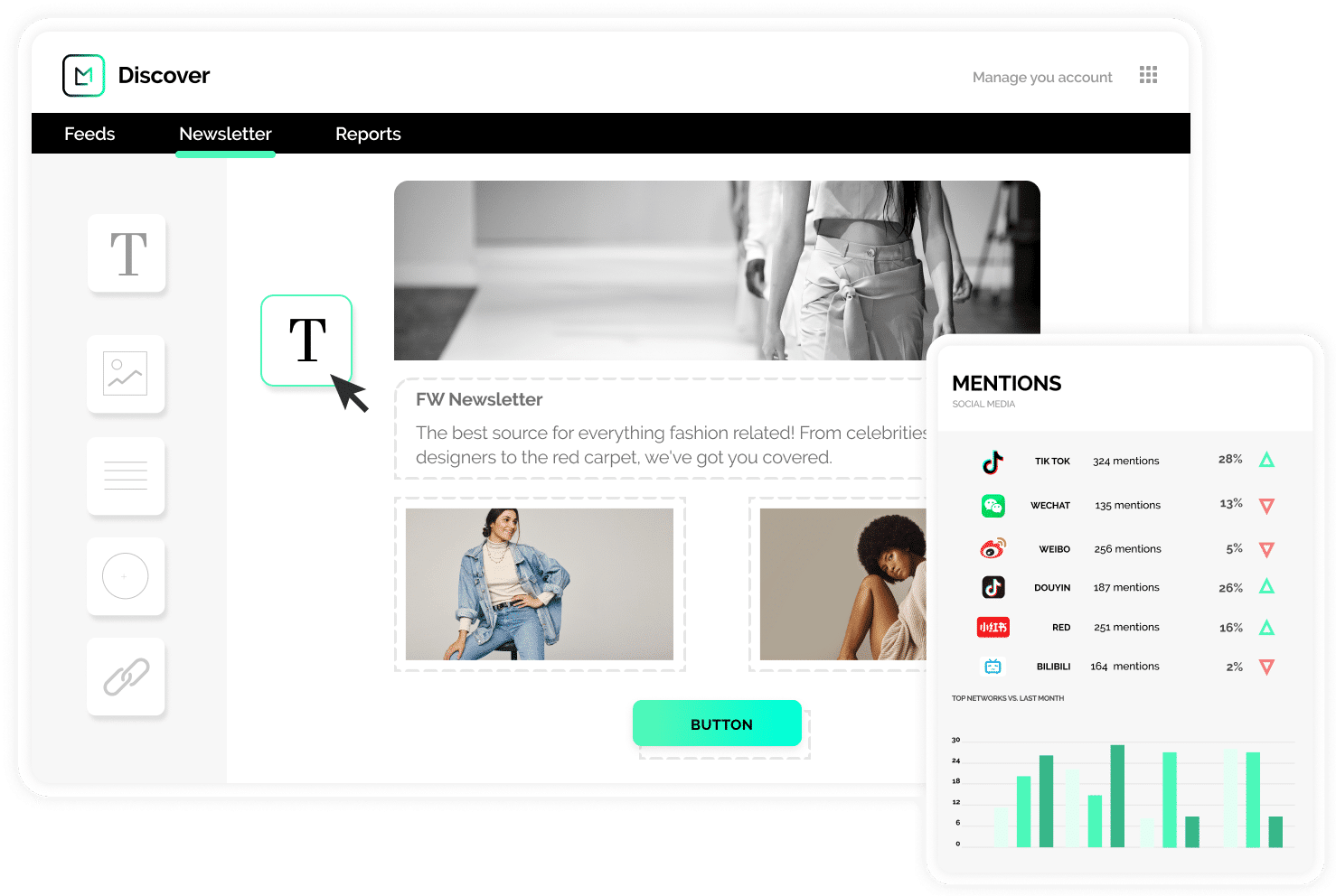 schermata del prodotto che mostra la funzione di monitoraggio dei media del fashion retail software